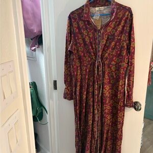 NATURAL LIFE Burgundy, Tan Floral Tee shirt dress